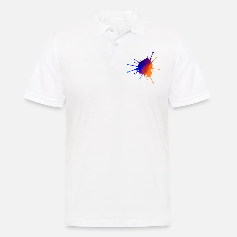 farbenfroher Klecks - Männer Poloshirt - Weiß