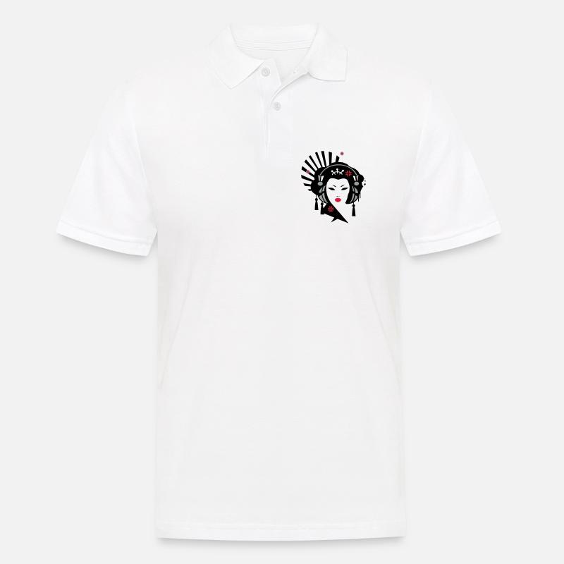 Geisha mit Kopfhörer - Männer Poloshirt - Weiß