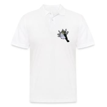 Vogel Zeichnung mit Tannenzweigen - Männer Poloshirt - Weiß - Vorne - Kai (181cm)