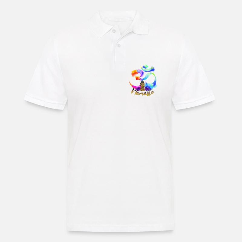 Namaste-Bogen-Iris-Buddha - Männer Poloshirt - Weiß
