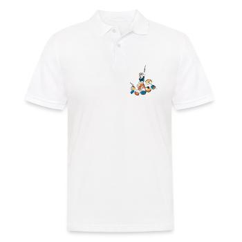 Drummer Kraftpose mit Trommeln - Männer Poloshirt - Weiß - Vorne - Kai (181cm)