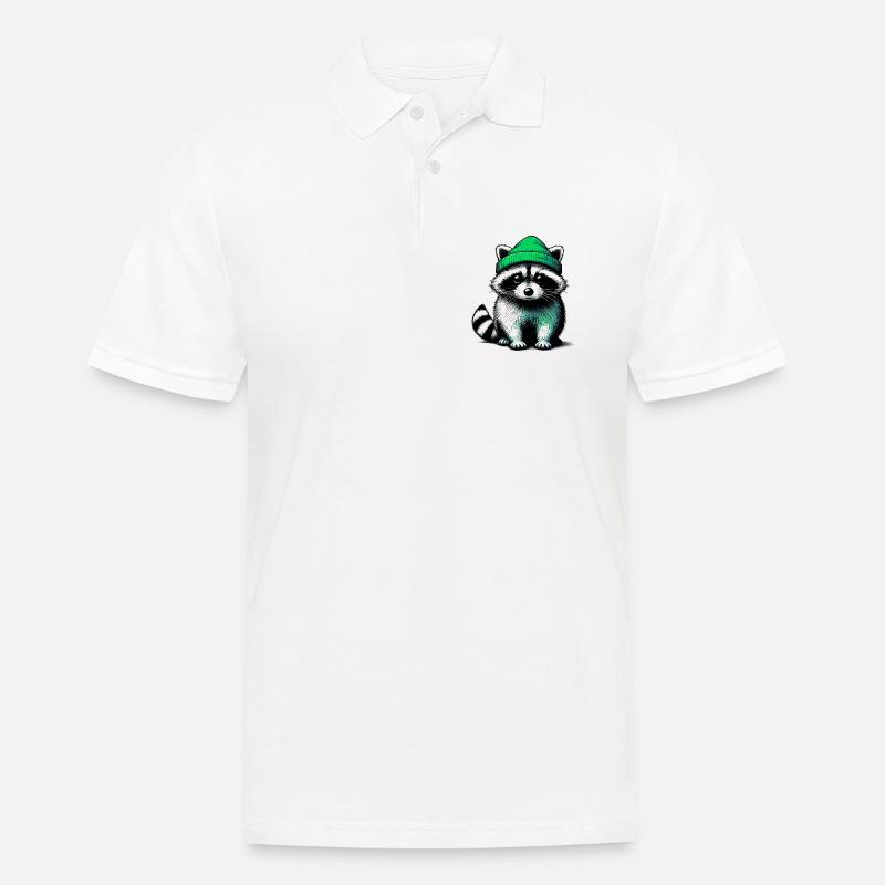 Waschbär - Männer Poloshirt - Weiß