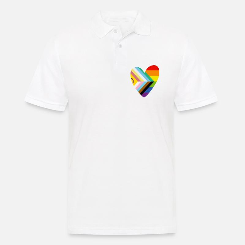 🌈 Herz – Progress Pride & Disability Flag - Männer Poloshirt - Weiß