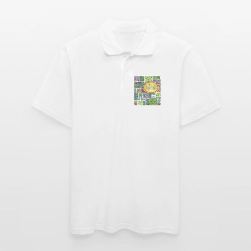 Bali temple on pattern patchwork Men's Polo Shirt