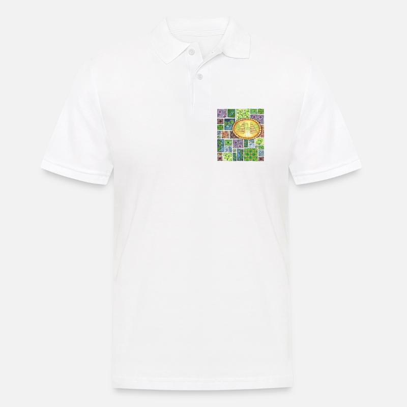 Bali temple on pattern patchwork - Männer Poloshirt - Weiß