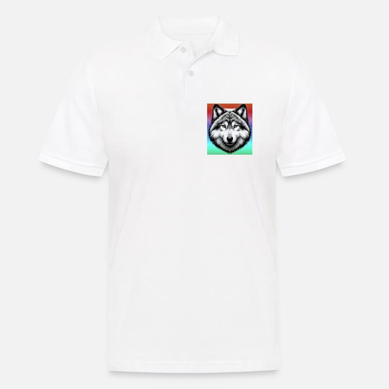 Wolf - Männer Poloshirt - Weiß