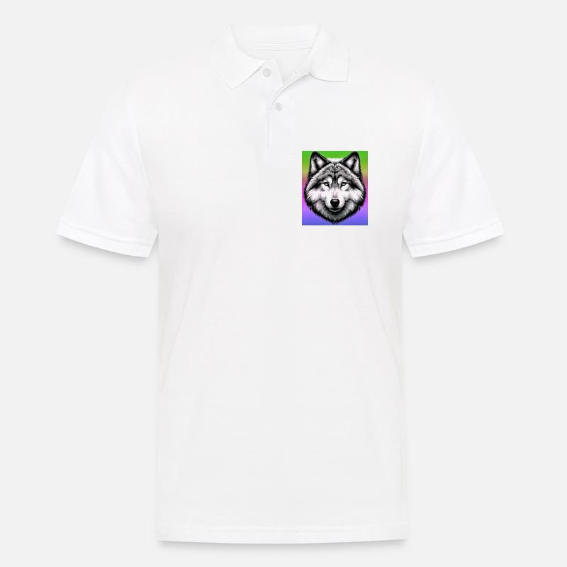 Wolf - Männer Poloshirt - Weiß