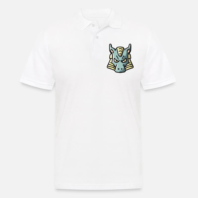 Finter dreinblickender Drache - Männer Poloshirt - Weiß