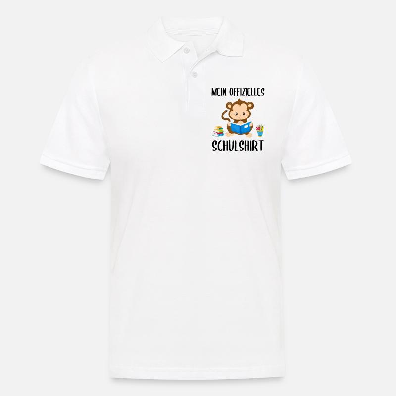 Affe Schulshirt Schulbeginn Schule Geschenk - Männer Poloshirt - Weiß