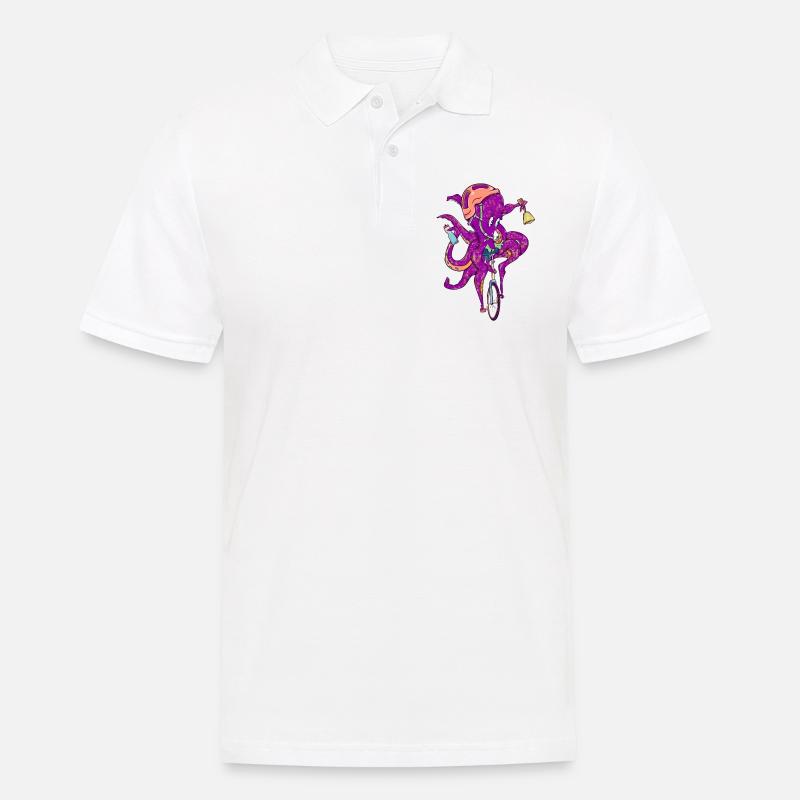 Octopus riding a unicycle - Männer Poloshirt - Weiß