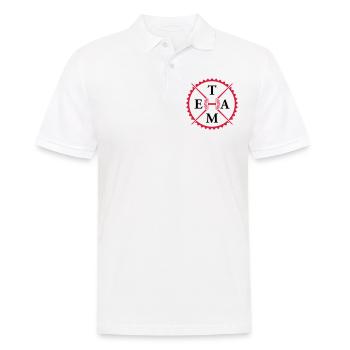 hantel gym team - Männer Poloshirt - Weiß - Vorne - Kai (181cm)