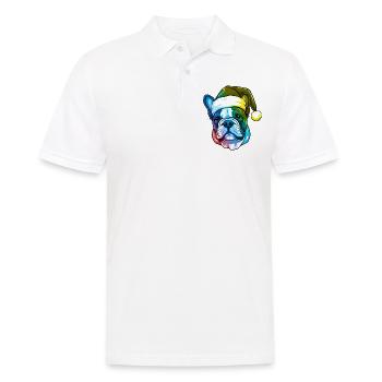 Französische Bulldogge Hund Kopf Weihnachten Bunt - Männer Poloshirt - Weiß - Vorne - Kai (181cm)