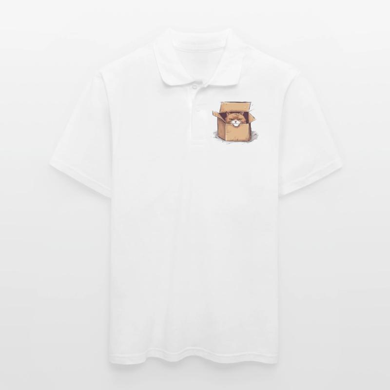 Cat grumpy grumpy grumpy sits in the box Men's Polo Shirt