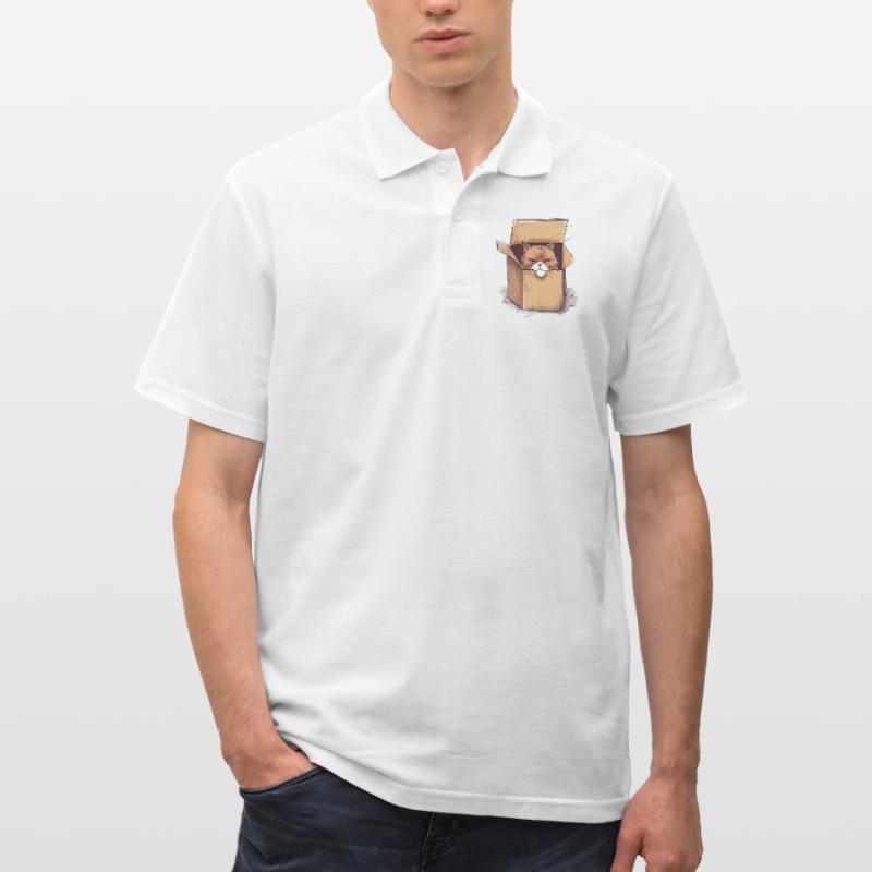 Cat grumpy grumpy grumpy sits in the box Men's Polo Shirt