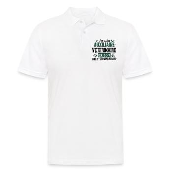 Auxiliaire Vétérinaire Métier Animal Chien Chat - Polo Homme - blanc - Devant - Kai (181cm)