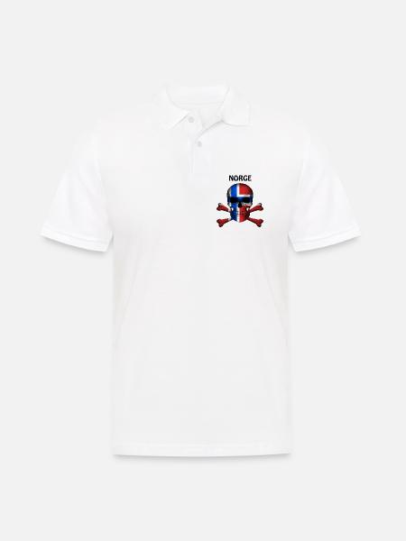 Skull Jolly Roger Pirate Flag Norge R6Z - Männer Poloshirt - Weiß
