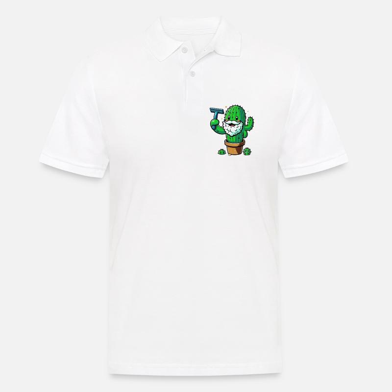Cactus rasiert sich den Bart - Männer Poloshirt - Weiß