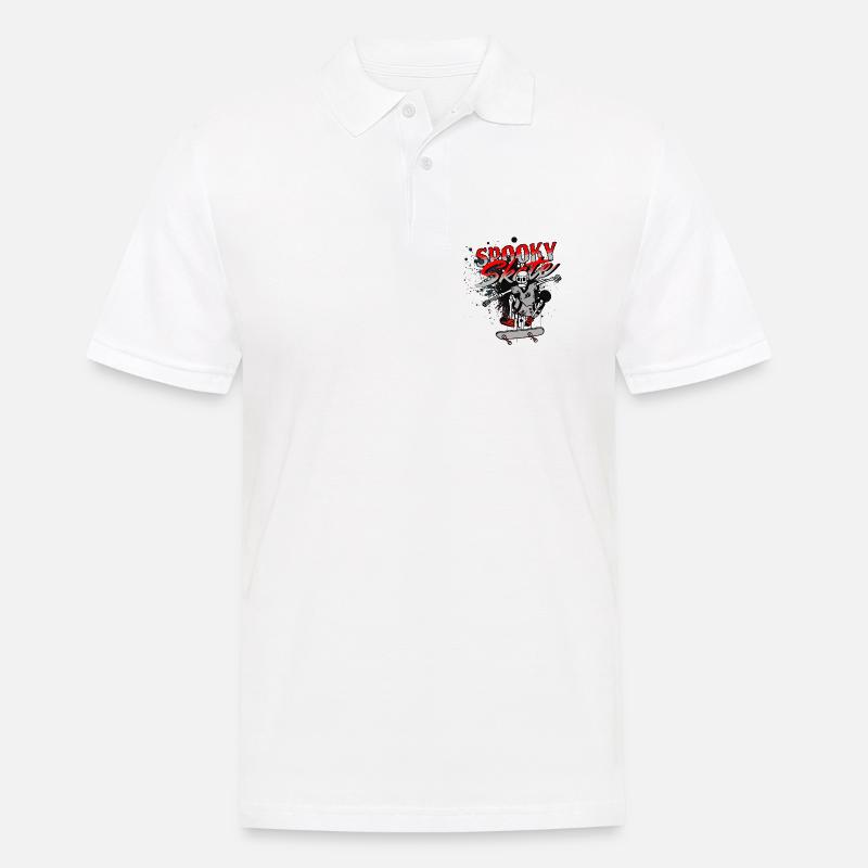 Skull Skateboard Graffiti Design - Männer Poloshirt - Weiß