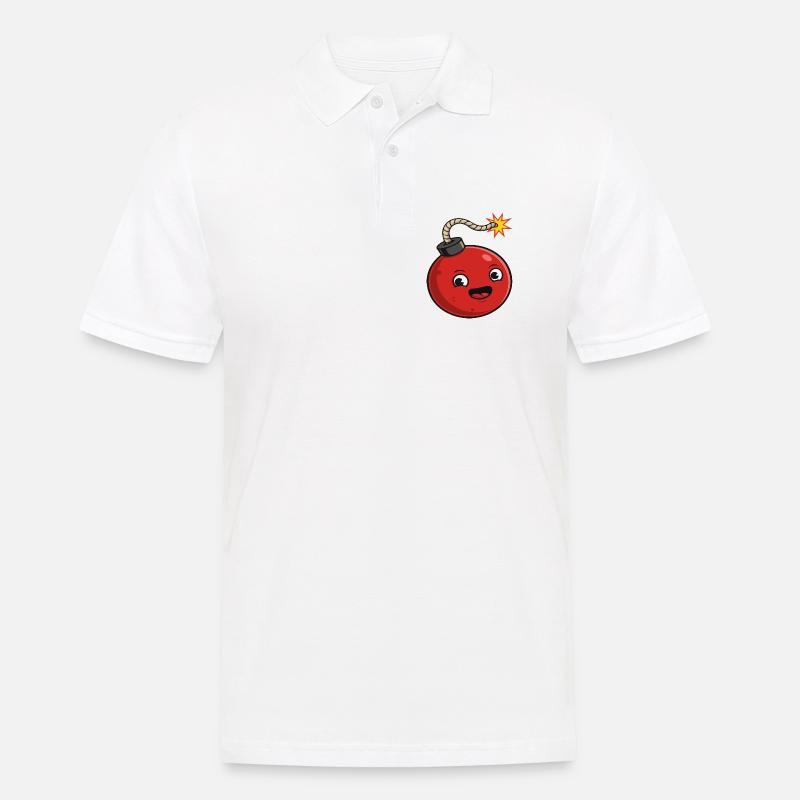 Bombe de dessin animé avec une expression joyeuse - Polo Homme - blanc