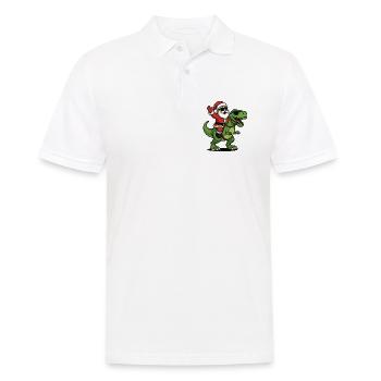 Christmas T Rex with Santa Swag - Men's Polo Shirt - white - Front - Kai (181cm)