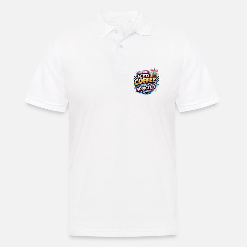 Iced Coffee Addicted Spruch Kaffeetrinker Kaffee - Männer Poloshirt - Weiß