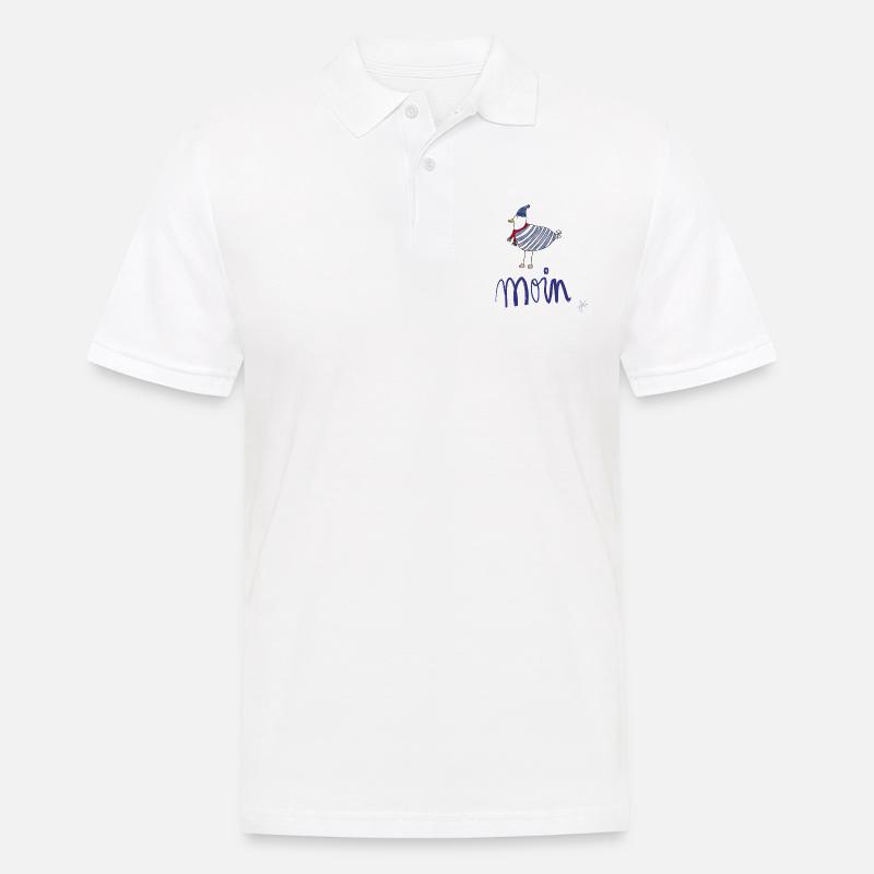 Moin Möwe Ringelshirt - Männer Poloshirt - Weiß