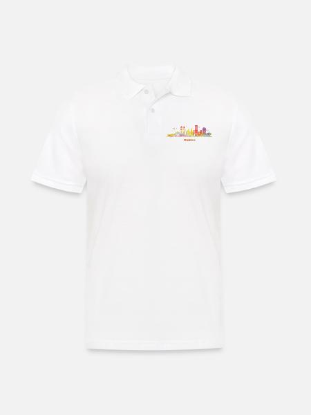 Münchener Skyline Bunt Stadtbild München - Männer Poloshirt - Weiß