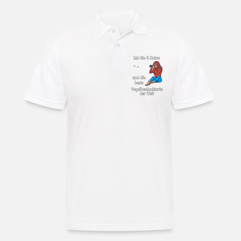 Ich bin 5 - Mädchen Vogelbeobachtung - Männer Poloshirt - Weiß