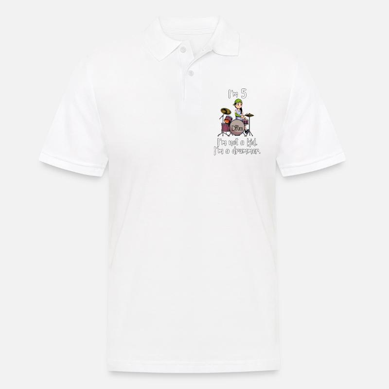 Ich bin 5 - Mädchen Schlagzeuger - Männer Poloshirt - Weiß