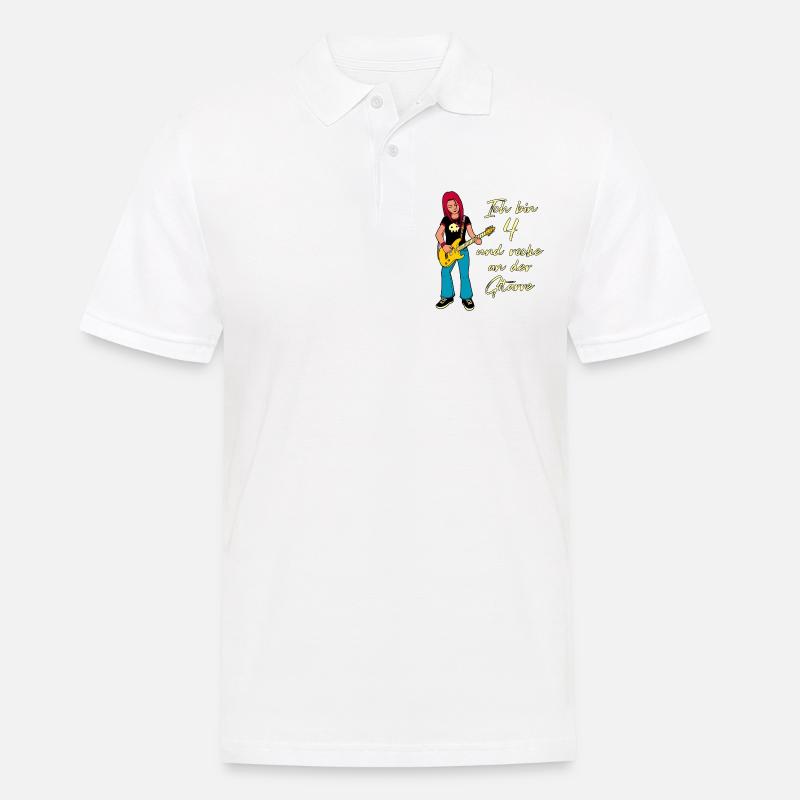 Ich bin 4 - Mädchen Gitarrist - Männer Poloshirt - Weiß