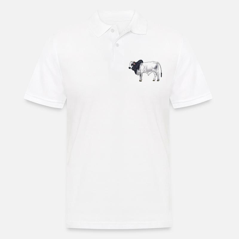 Zeichnung eines Brahman Rind - Männer Poloshirt - Weiß
