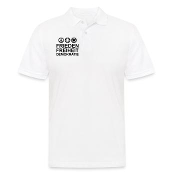 Statement Frieden Freiheit Demokratie 1 - Männer Poloshirt - Weiß - Vorne - Kai (181cm)