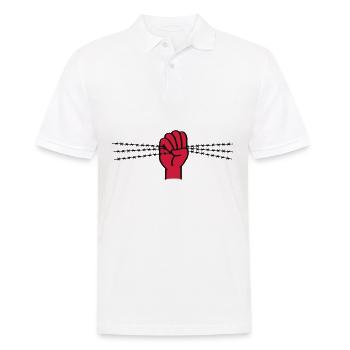 Symbole de protestation avec des barbelés. Poing serré. - Polo Homme - blanc - Devant - Kai (181cm)