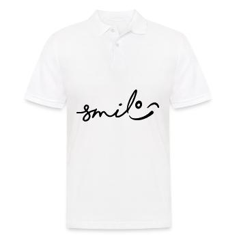 Lächeln Sie mit einem Augenzwinkern. Lächeln, Lächeln Gesicht. - Männer Poloshirt - Weiß - Vorne - Kai (181cm)