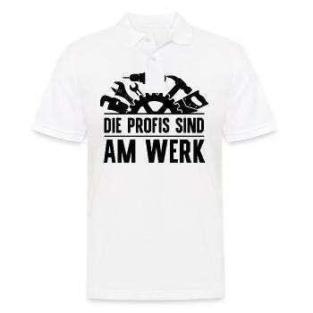 Die Profis sind am Werk lustige Handwerker Sprüche - Männer Poloshirt - Weiß - Vorne - Kai (181cm)
