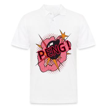 PENG! Bande dessinée dessin image bombe vintage rétro - Polo Homme - blanc - Devant - Kai (181cm)