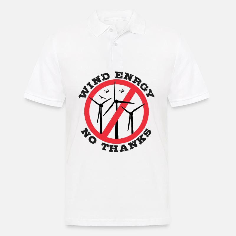 Énergie éolienne Non merci, non à l’énergie éolienne - Polo Homme - blanc