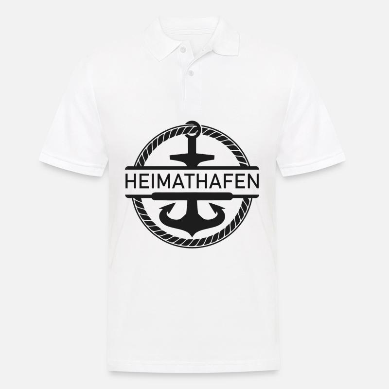 Heimathafen mit Schiff Anker - Männer Poloshirt - Weiß