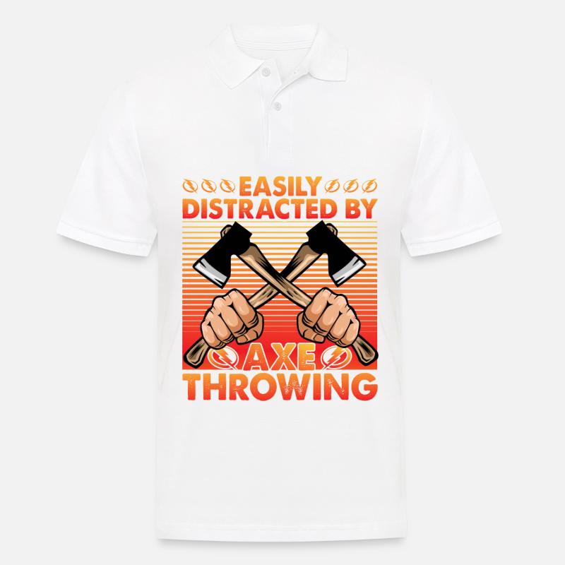 Easily Distracted by Axe Throwing - Männer Poloshirt - Weiß