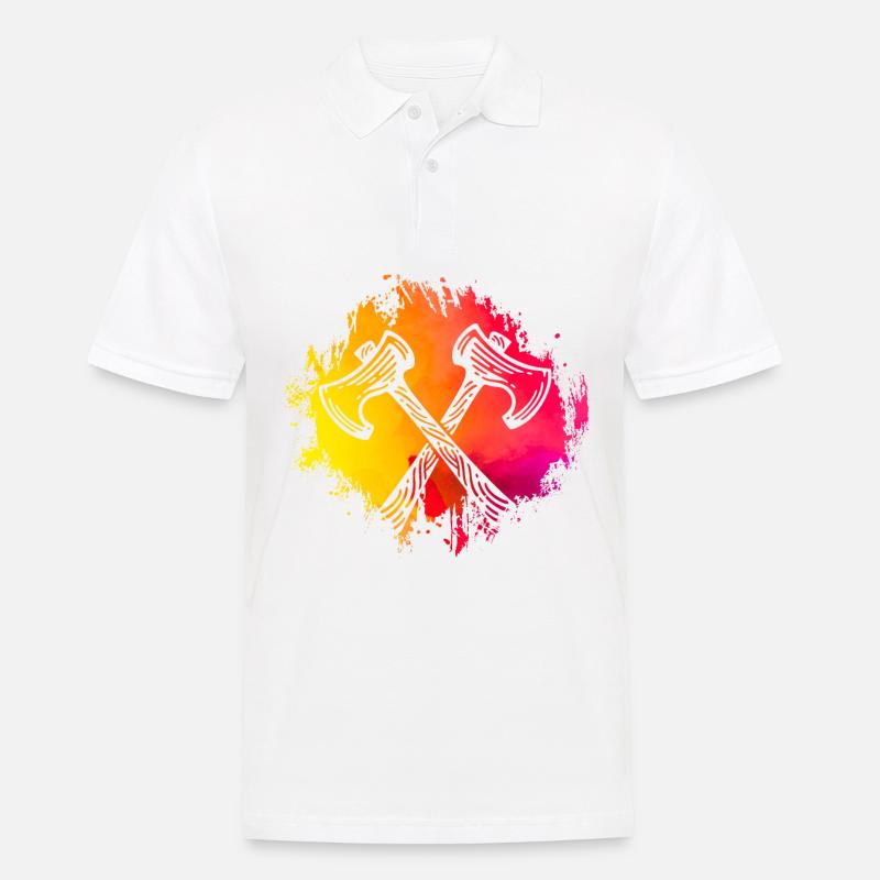 Axtwerfen Retro - Männer Poloshirt - Weiß