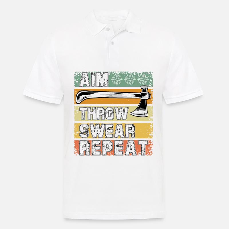 Aim throw swear Repeat - Männer Poloshirt - Weiß