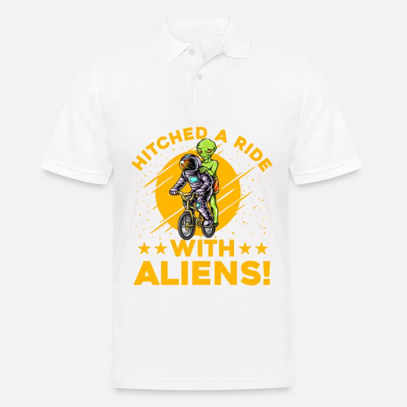 Hitched a Ride with Aliens - Männer Poloshirt - Weiß