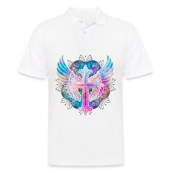 Croix du christianisme - Polo Homme - blanc - Devant - Kai (181cm)