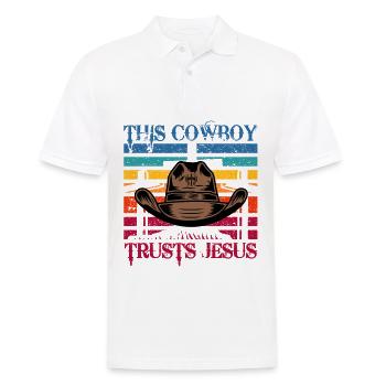 Ce cow-boy fait confiance à Jésus - Polo Homme - blanc - Devant - Kai (181cm)
