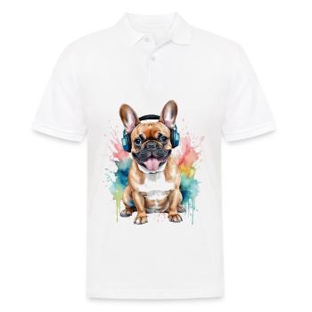 Casque Bouledogue Français Frenchie Dog - Polo Homme - blanc - Devant - Kai (181cm)