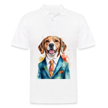 Beagle Anzug Hund Bunt Lustig Tier Design Print - Männer Poloshirt - Weiß - Vorne - Kai (181cm)
