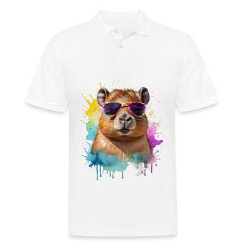 Lunettes de soleil Capybara Capy Colorful Animal Design Print - Polo Homme - blanc - Devant - Kai (181cm)