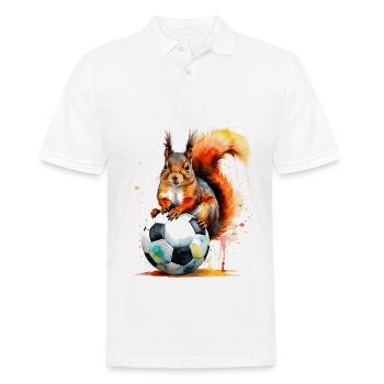 Squirrel Football Colorful Germany Design Print - Men's Polo Shirt - white - Front - Kai (181cm)