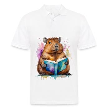 Livre de lecture Capybara Capy Imprimé de conception animale colorée - Polo Homme - blanc - Devant - Kai (181cm)