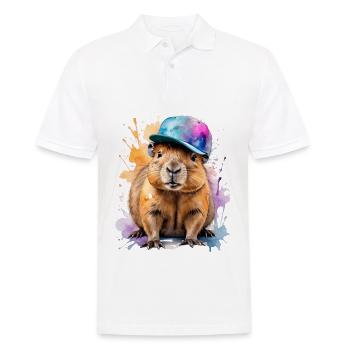 Capybara Snapback Cap Imprimé Animal Coloré - Polo Homme - blanc - Devant - Kai (181cm)